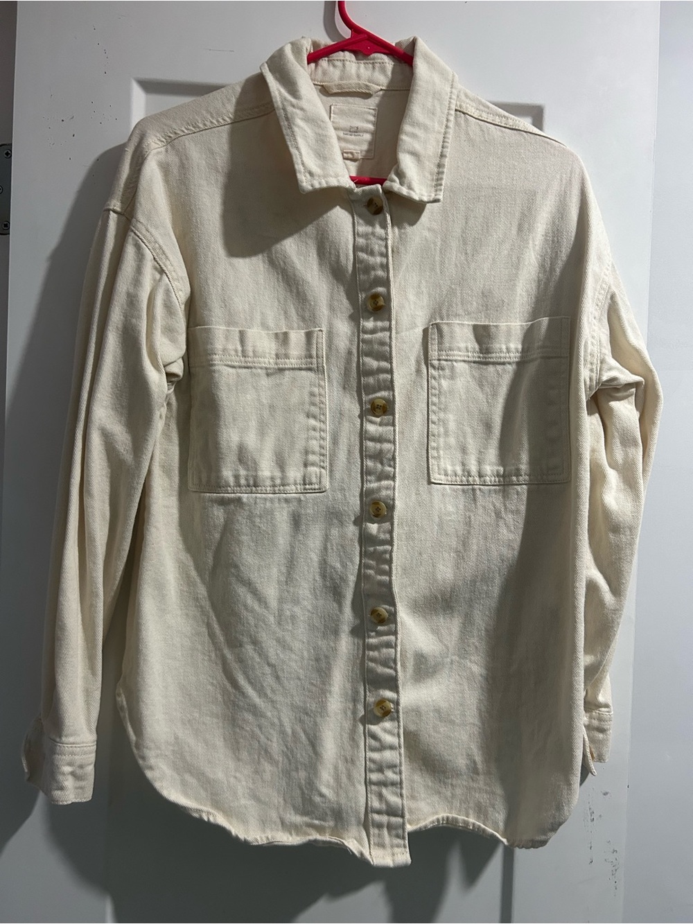 Thread & Supply Cream Button-Front Jean Jacket